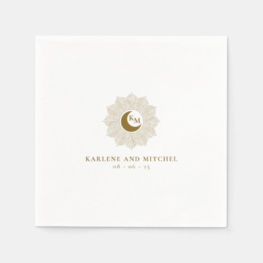 Zon en maan tijdloze bruiloft cocktail servetten (Voorkant)