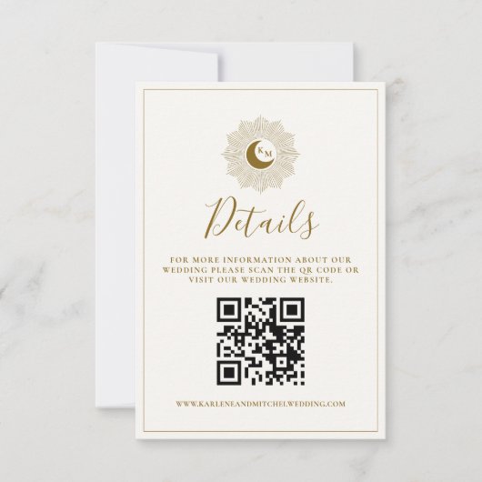 Zon en maan tijdloze QR-code Details Kaart (Voorkant)