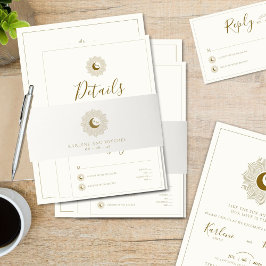 Zon en Maan Tijdloze Trouwbuik Band Uitnodigingen Wikkel