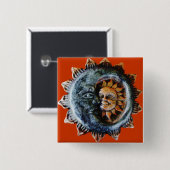 Zon en maan vierkante button 5,1 cm (Voorkant /achterkant)
