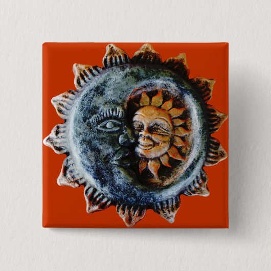 Zon en maan vierkante button 5,1 cm (Voorkant)