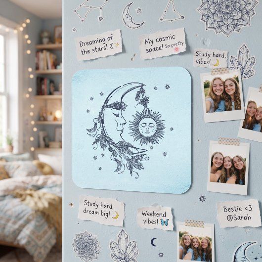 Zon en Maan Vierkante Sticker