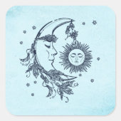 Zon en Maan Vierkante Sticker (Voorkant)