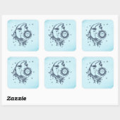 Zon en Maan Vierkante Sticker (Vel)