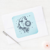 Zon en Maan Vierkante Sticker (Envelop)
