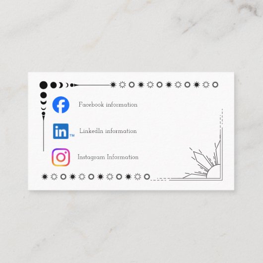 Zon en maan visitekaartjes (Achterkant)