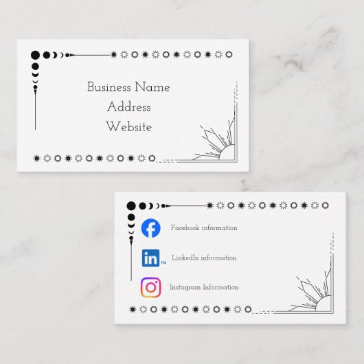 Zon en maan visitekaartjes (Voorkant / Achterkant)