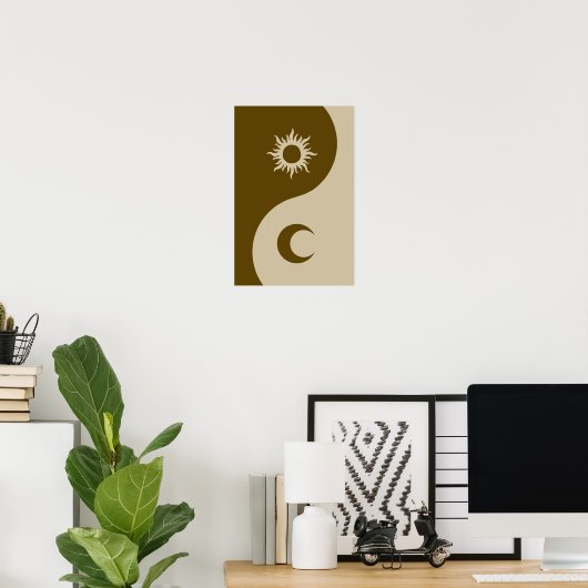 Zon en maan Yin-Yang Poster (Thuiskantoor)