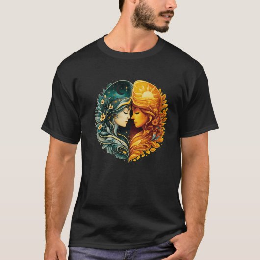 Zon- en Maanharmonie Luxe Kunst T-shirt (Voorkant)