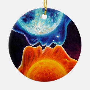 Zon- en maankus keramisch ornament