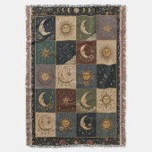 Zon- en Maanpatchwork Gewoven Worpdeken Deken (Voorkant Verticaal)