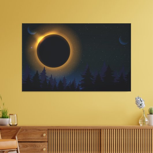 Zon- en maansverduistering canvas afdruk (Insitu (Woonkamer))