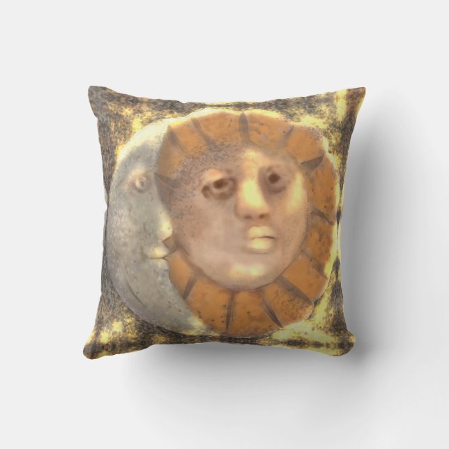 Zon- en maansymbool Relic Artwork Design  Kussen (Achterkant)