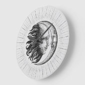 Zon- en maanzijde hand tekening  gravering grote klok (Hoek)