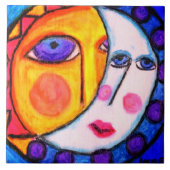 Zon- en Moon-Abstracte kunst Tegeltje (Voorkant)