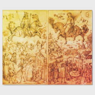 ZON- EN MOON-Antiek bruine-astrologische tekening Cadeaupapier