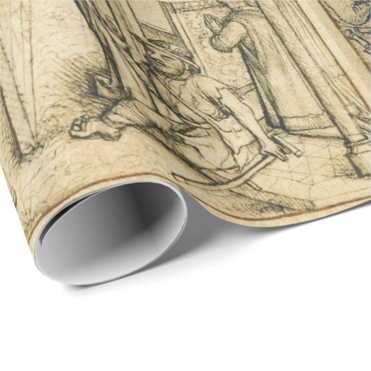 ZON- EN MOON-Antiek zwarte witte asstrologie Teken Cadeaupapier (Rol Hoek)