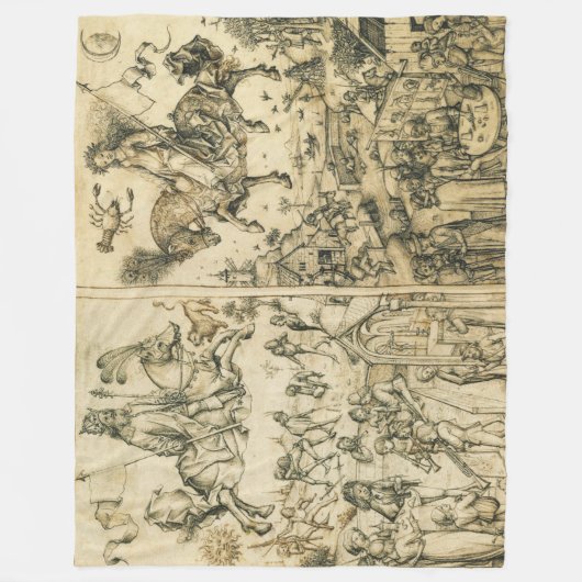 ZON- EN MOON-Antiek zwarte witte asstrologie Teken Fleece Deken (Voorkant)