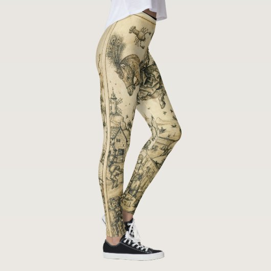 ZON- EN MOON-Antiek zwarte witte asstrologie Teken Leggings (Rechts)