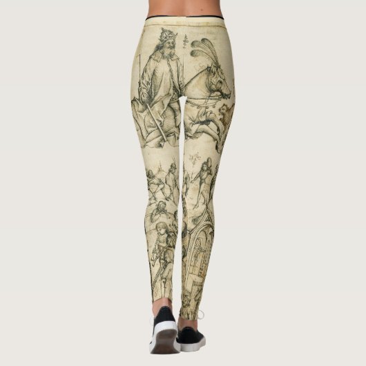 ZON- EN MOON-Antiek zwarte witte asstrologie Teken Leggings (Achterkant)