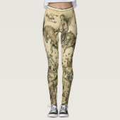 ZON- EN MOON-Antiek zwarte witte asstrologie Teken Leggings (Voorkant)
