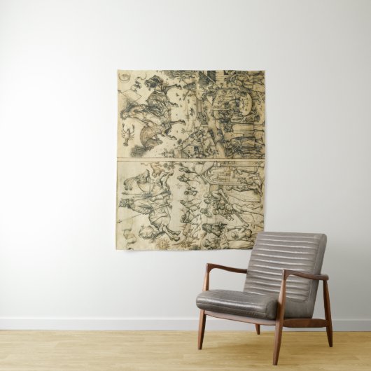 ZON- EN MOON-Antiek zwarte witte asstrologie Teken Wandkleed (In situ)