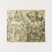 ZON- EN MOON-Antiek zwarte witte asstrologie Teken Wandkleed (Voorkant (horizontaal))