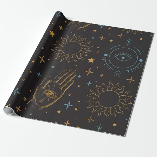 Zon- en Moon Celestial-wrapppapier Cadeaupapier (Uitgerold)
