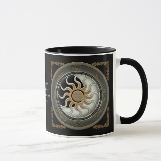Zon- en Moon Pagan Wheel Aangepaste Mugs Mok (Rechts)