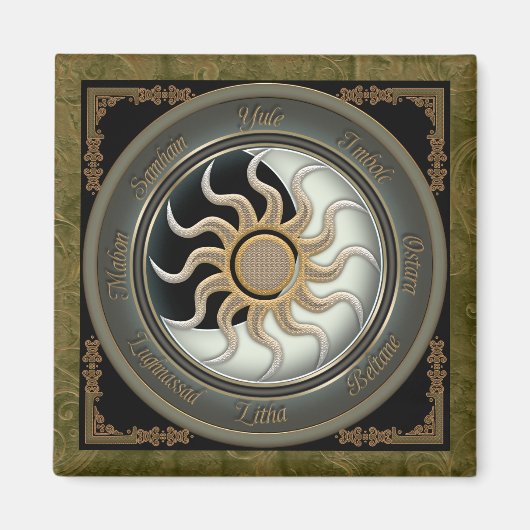 Zon- en Moon Pagan Wheel Magneet (Voorkant)