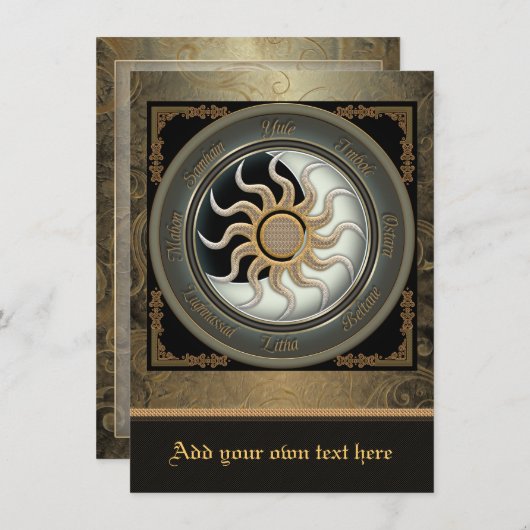 Zon en Moon Pagan Wheel Middelgrote Uitnodiging (Voorkant / Achterkant)