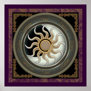 Zon- en Moon Pagan Wheel Poster