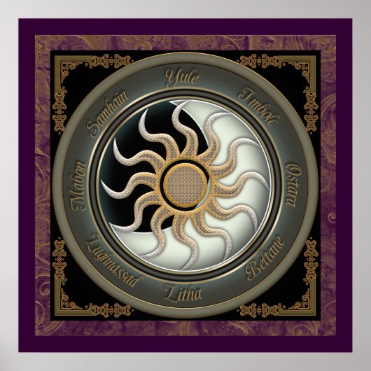 Zon- en Moon Pagan Wheel Poster (Voorkant)