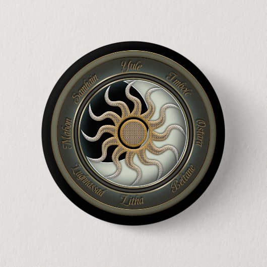 Zon- en Moon Pagan Wheel Ronde Button 5,7 Cm (Voorkant)