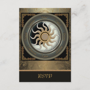 Zon- en Moon Pagan Wheel RSVP-kaarten RSVP Kaartje