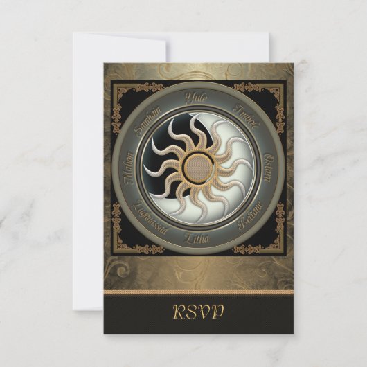 Zon- en Moon Pagan Wheel RSVP-kaarten RSVP Kaartje (Voorkant)