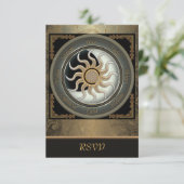 Zon- en Moon Pagan Wheel RSVP-kaarten RSVP Kaartje (Staand voorkant)