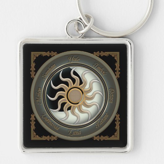 Zon- en Moon Pagan Wheel Sleutelhanger (Voorkant)