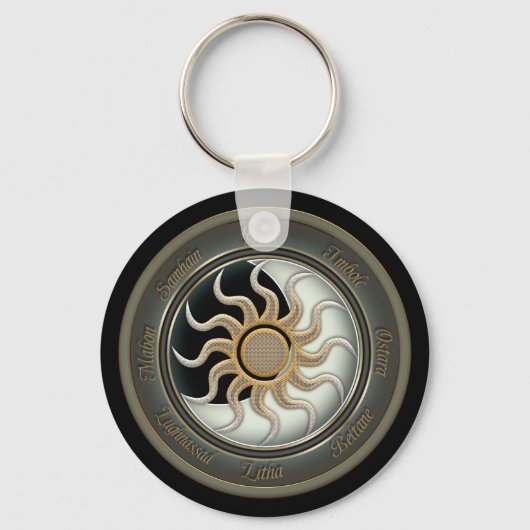 Zon- en Moon Pagan Wheel Sleutelhanger (Voorkant)