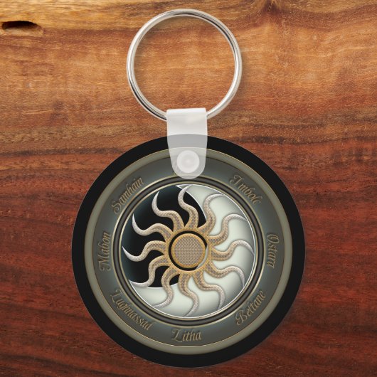 Zon- en Moon Pagan Wheel Sleutelhanger (Voorkant)