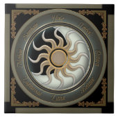 Zon- en Moon Pagan Wheel Tegeltje (Voorkant)