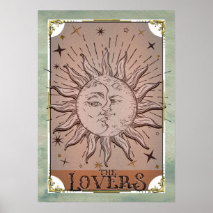 zon- en moondualiteit overtreft Tarot Card Art Poster