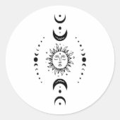 Zon- en Moonfasen Ronde Sticker (Voorkant)
