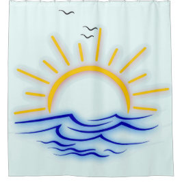 Zon en oceaangolf douchegordijn