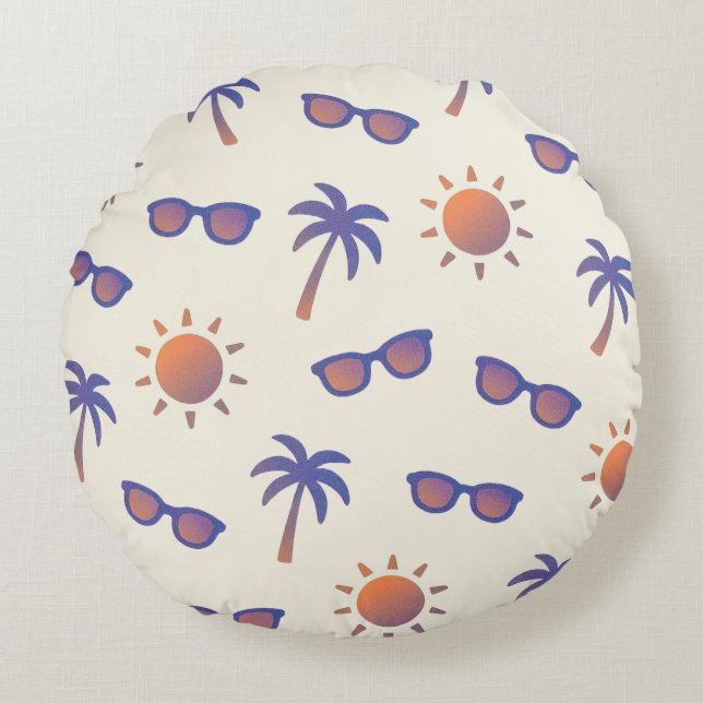 Zon En Palmbomen Rond Kussen (Voorkant)