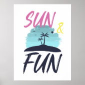 Zon en plezier. Zomer illustratie. Poster (Voorkant)