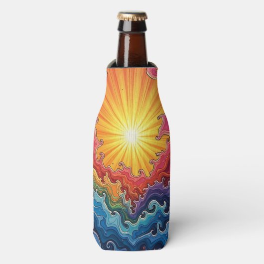 Zon en regenbogen flesjeskoeler (Fles Voorkant)