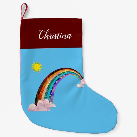 Zon en regenboog 2 kleine kerstsok (Voorkant)