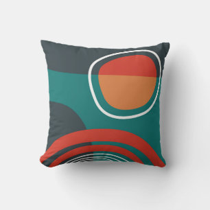 Zon en regenboog blauw rood wit boho kunstwerk kussen
