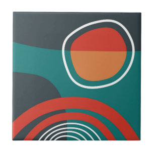 Zon en regenboog blauw rood wit boho kunstwerk tegeltje
